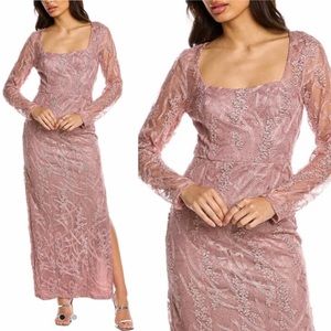 JS Collections Pink Lace Long Sleeve Dress